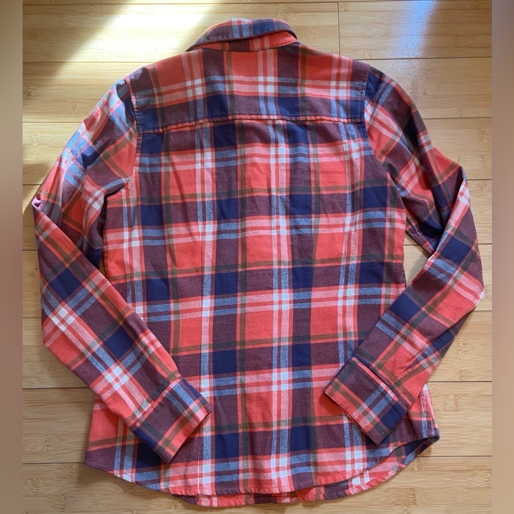The North Face Women’s Fair Acres Button Down Plaid - Orange and Blue - Picture 5 of 10
